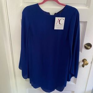 Olivaceous Blue Scalloped Tunic Dress, Size M